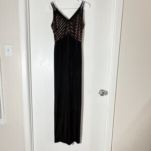 Vintage Y2K 90s Reggio Velvet Maxi Dress Women's Size 4 Evening Gown V Neck